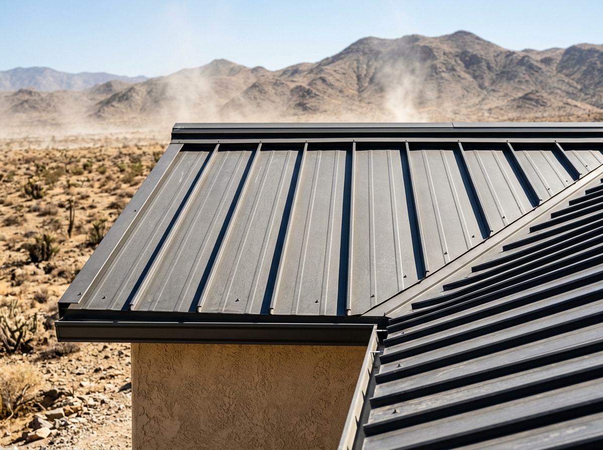 Standing seam metal roof on a home in a hot, arid desert climate