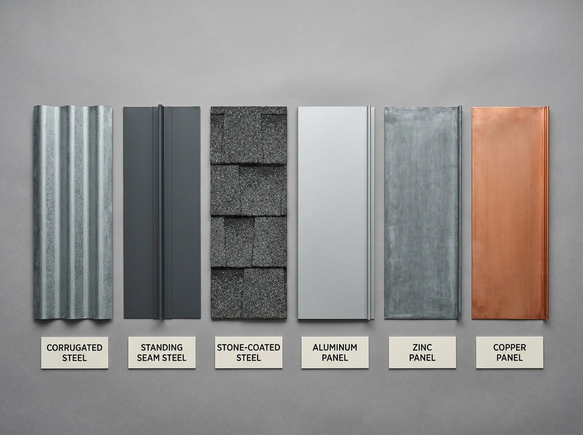 Cost comparison chart of different metal roofing materials per square foot