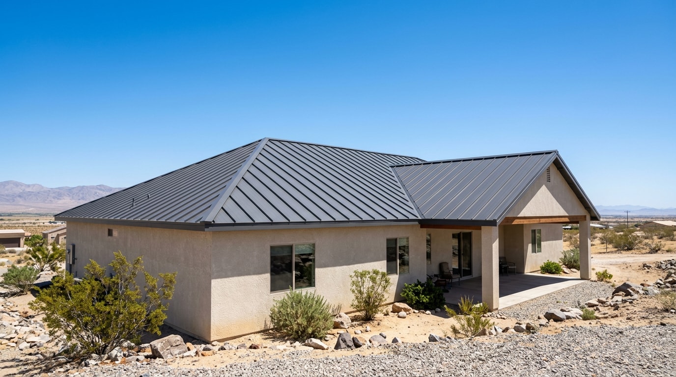 Standing-seam metal roof installed on a desert home in Brawley, CA Standing-seam metal roof installed on a desert home in Brawley, CA