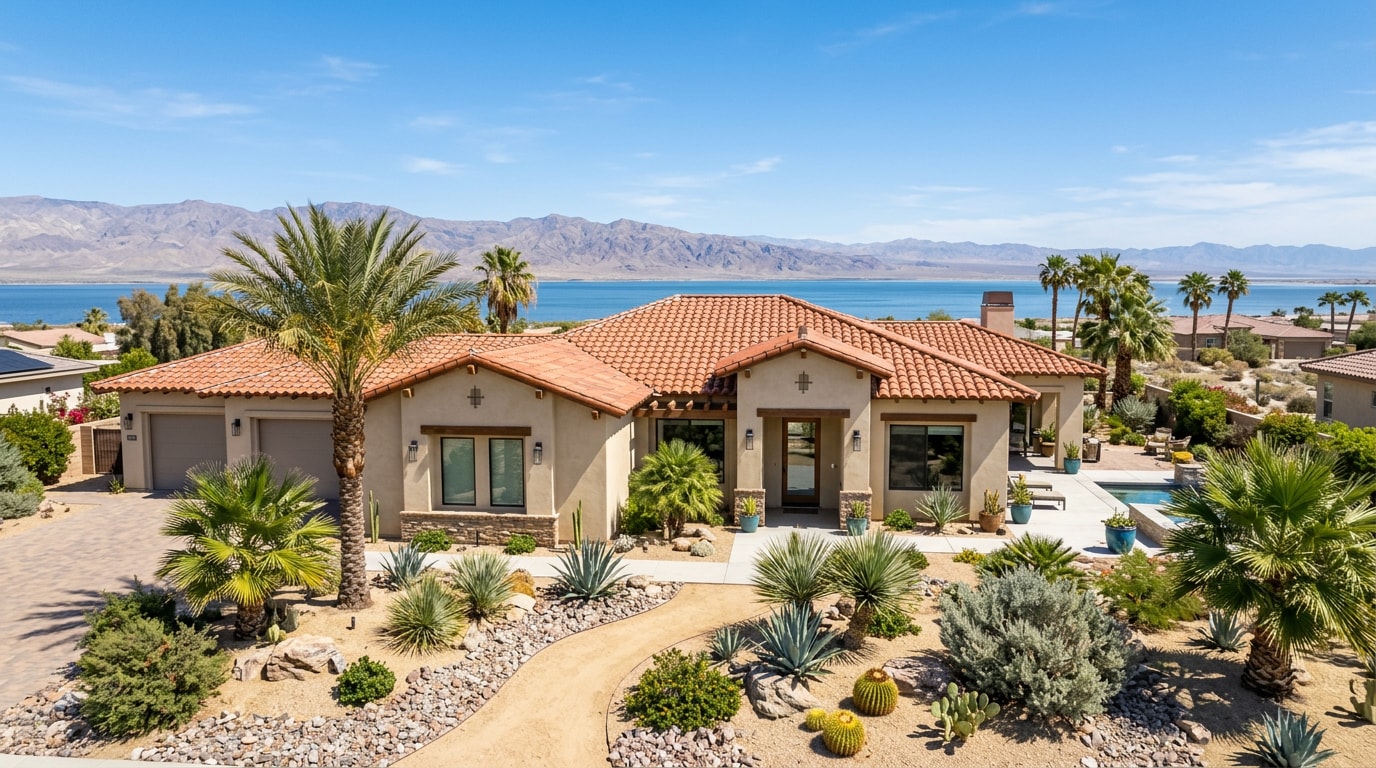 Finished residential tile roof replacement on a desert home near the Salton Sea, CA Finished residential tile roof replacement on a desert home near the Salton Sea, CA