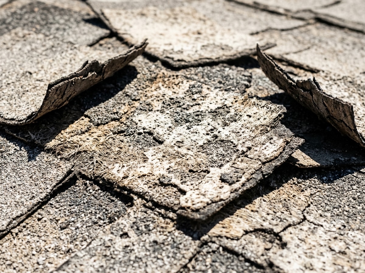 Sun-damaged asphalt shingle roof in Indio, CA showing UV degradation from desert heat