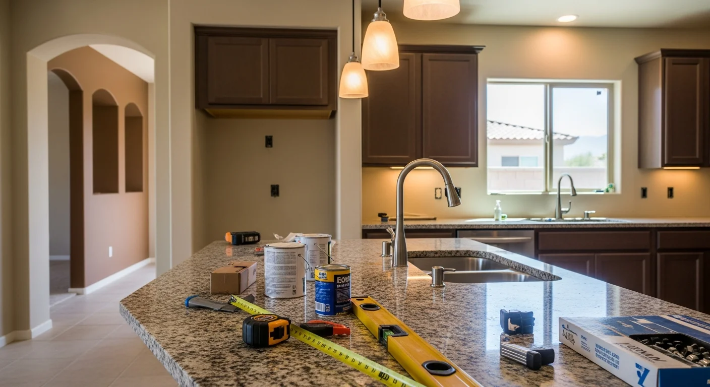 Modern kitchen with new cabinets and countertops