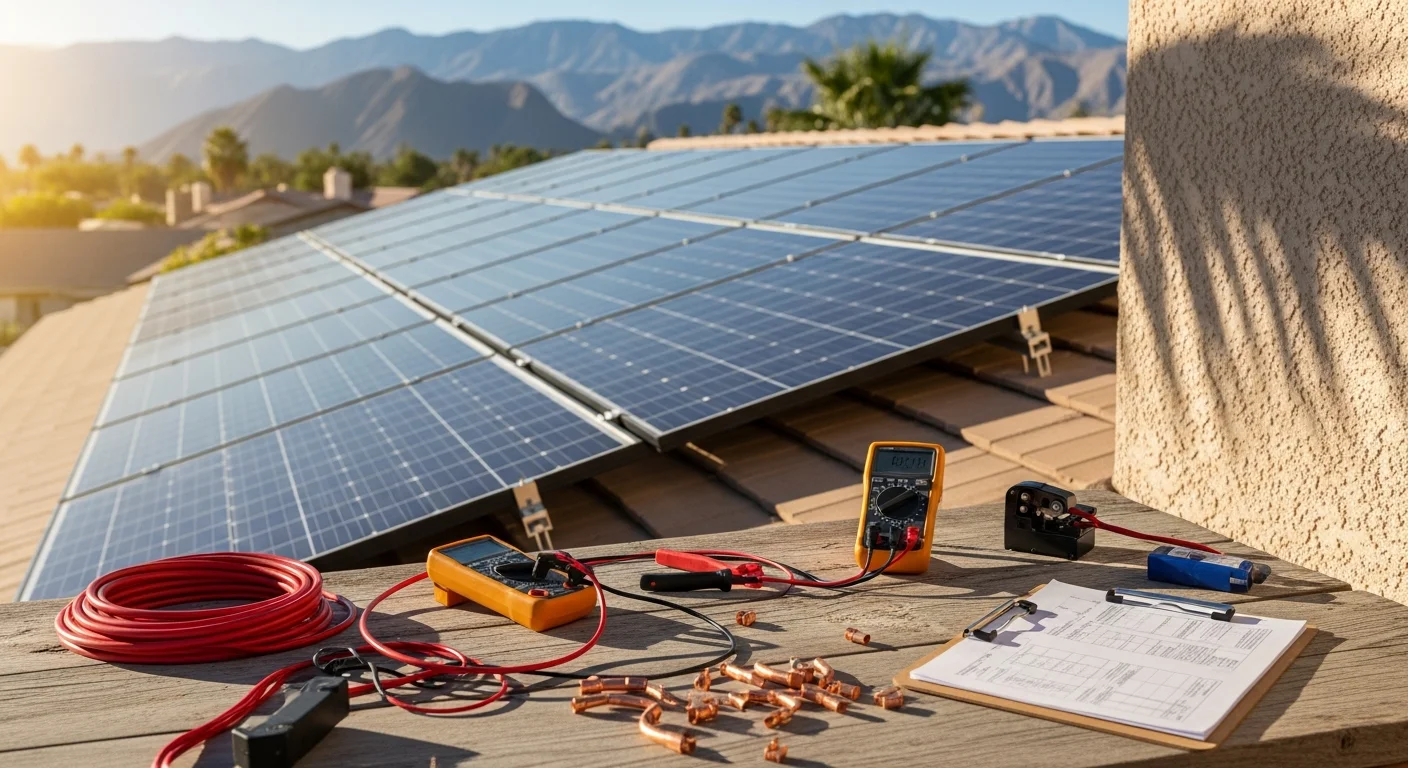 Solar panels installed on residential roof in desert climate